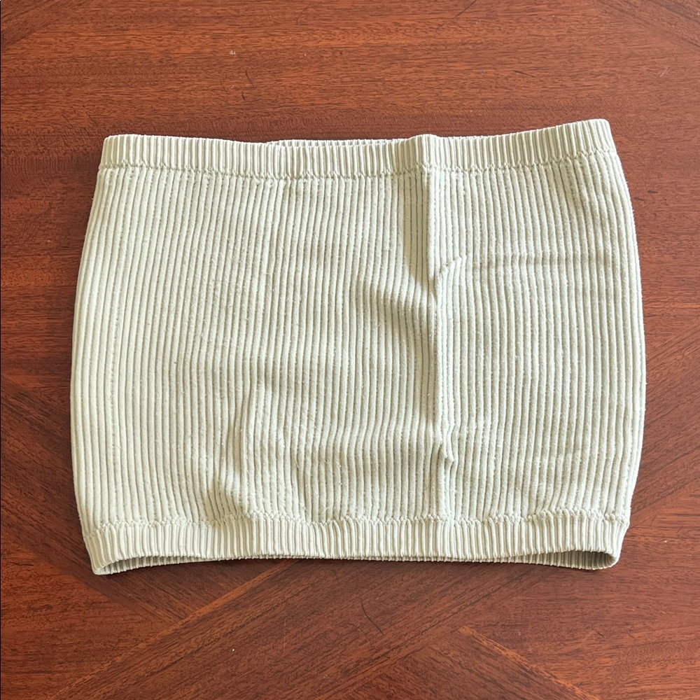 Ribbed sage green tube top